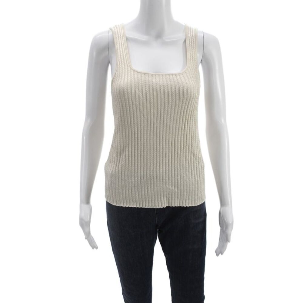 Veronica Beard Women Camisole Beige Square Neck Sleeveless Rayon Blend Size M
